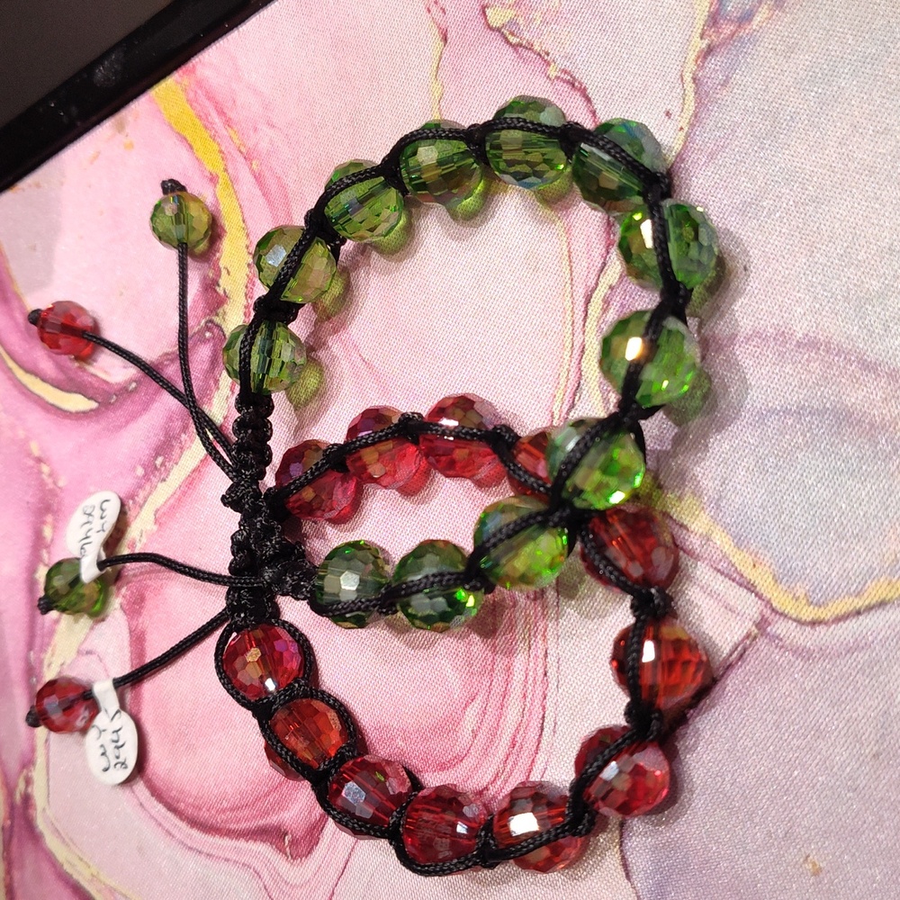 Red And Green Crystal Bracelet Set